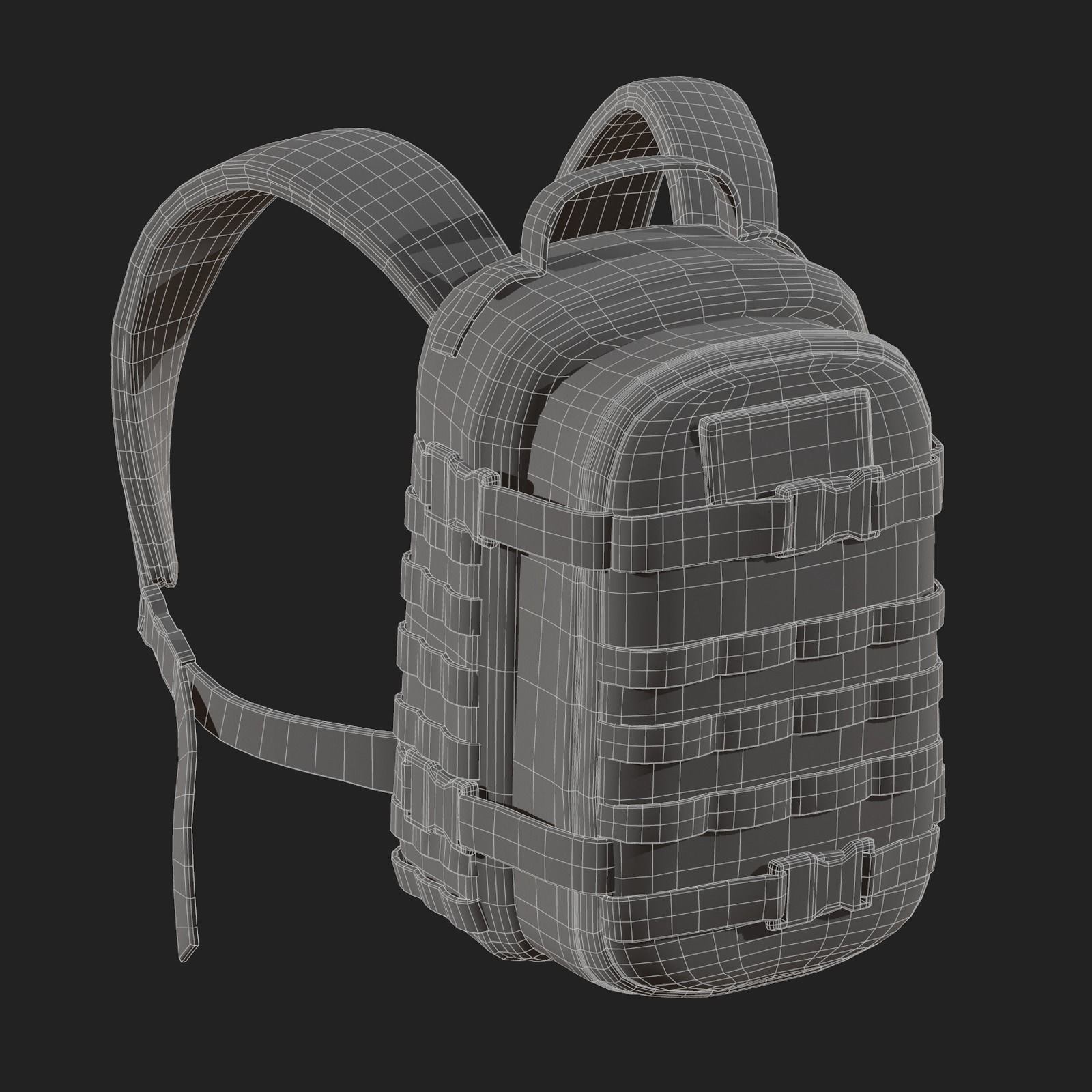 Backpack military combat Black baggage bag luggage  Low-poly 3D model_12
