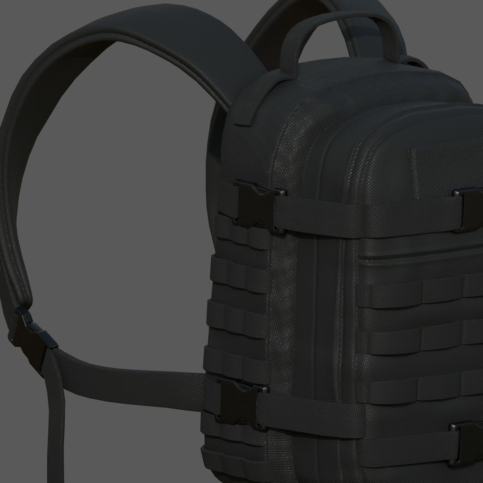 Backpack military combat Black baggage bag luggage  Low-poly 3D model_9