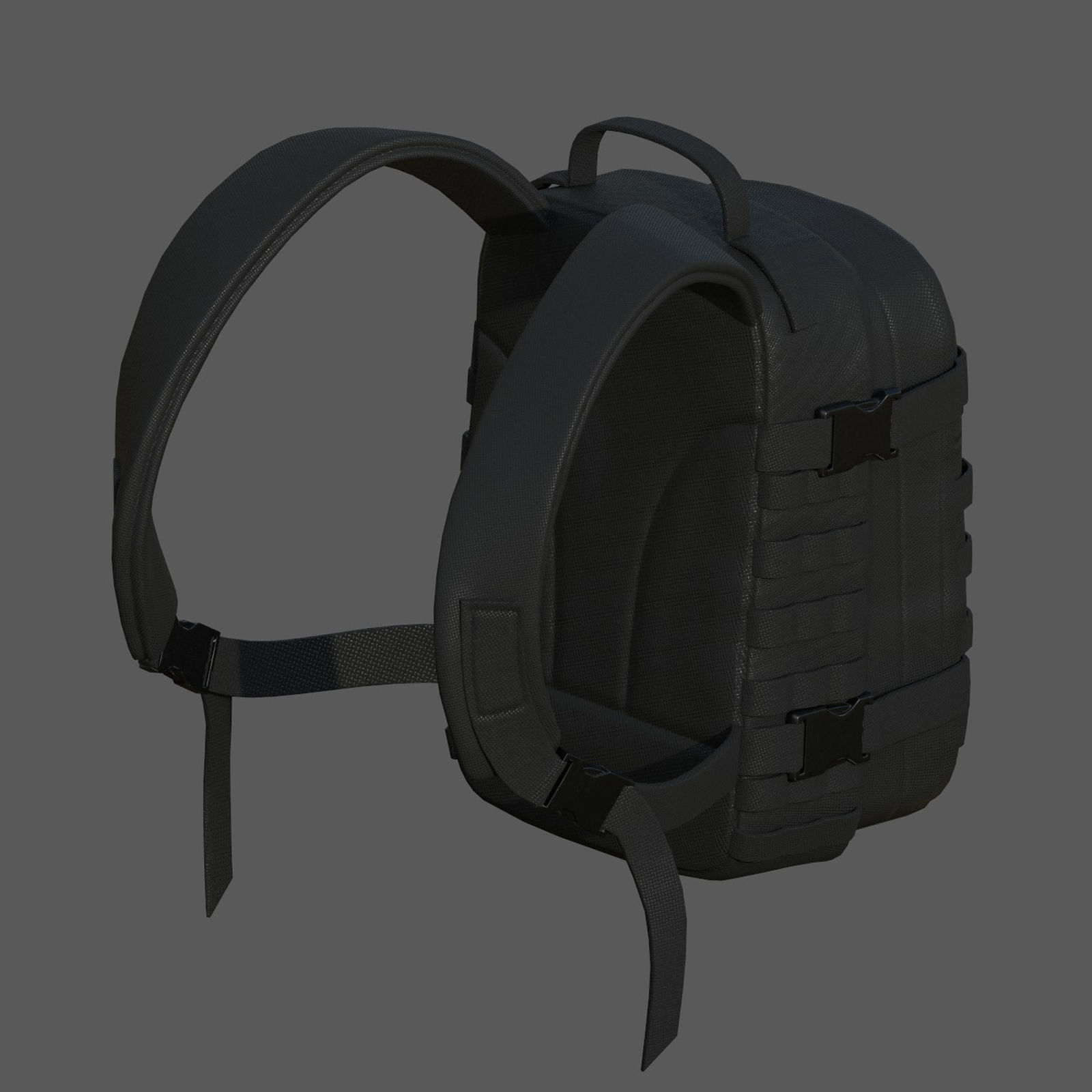 Backpack military combat Black baggage bag luggage  Low-poly 3D model_6