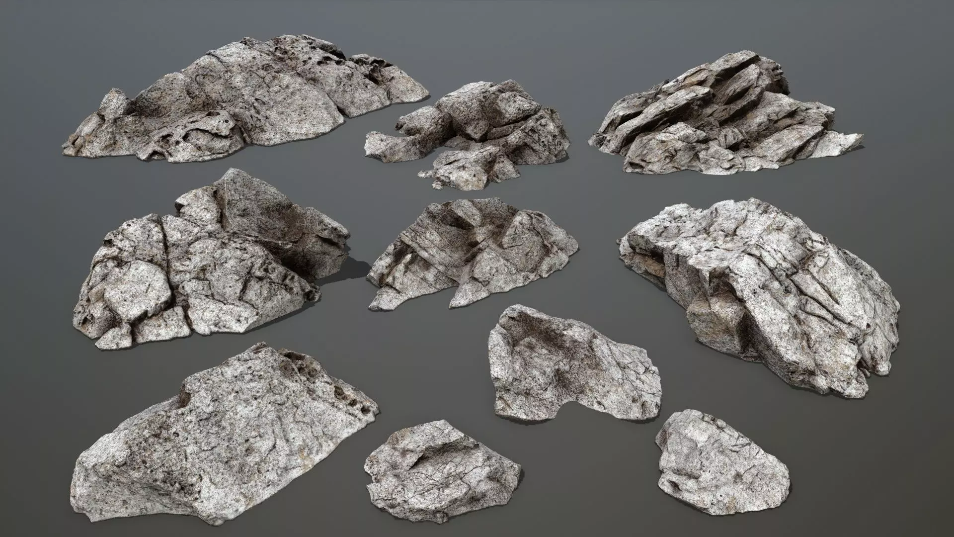 Rock set 4 Low-poly 3D model_0