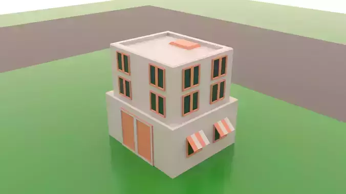 Low poly house building