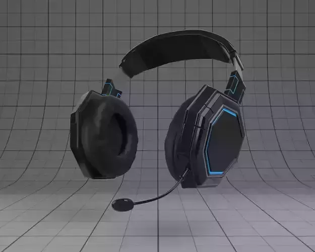 Modern Black Headphones with Blue Lights