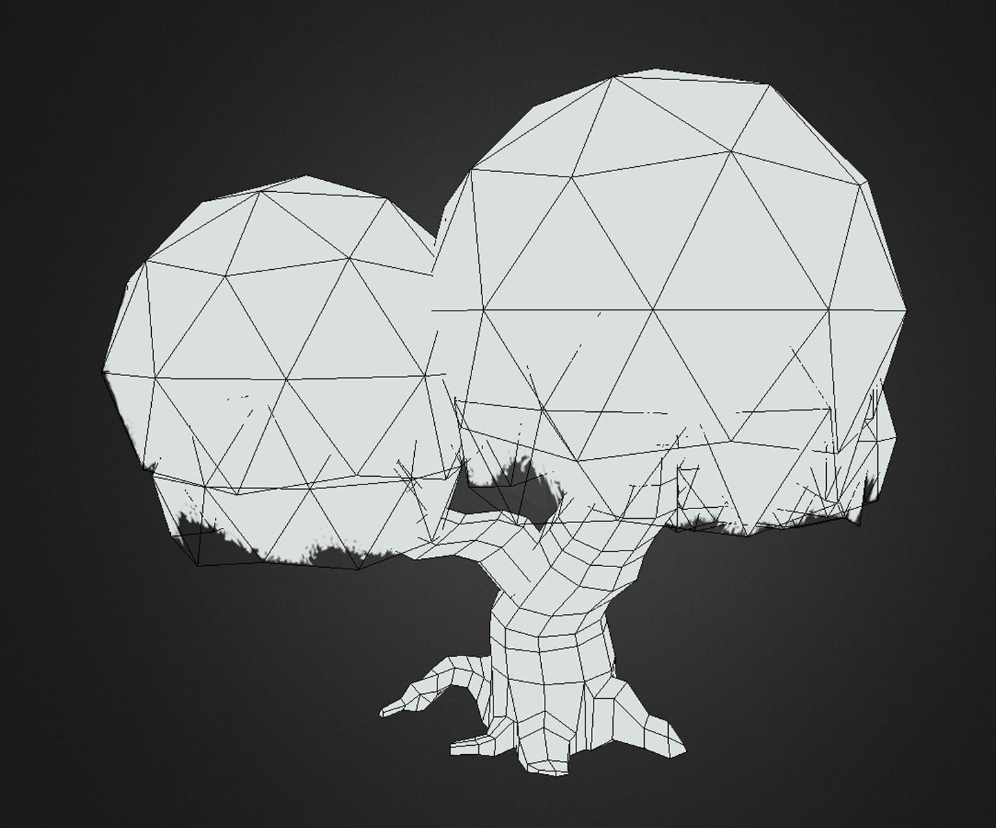 Stylized hand painted low poly old booming tree with hollow Low-poly 3D model_3