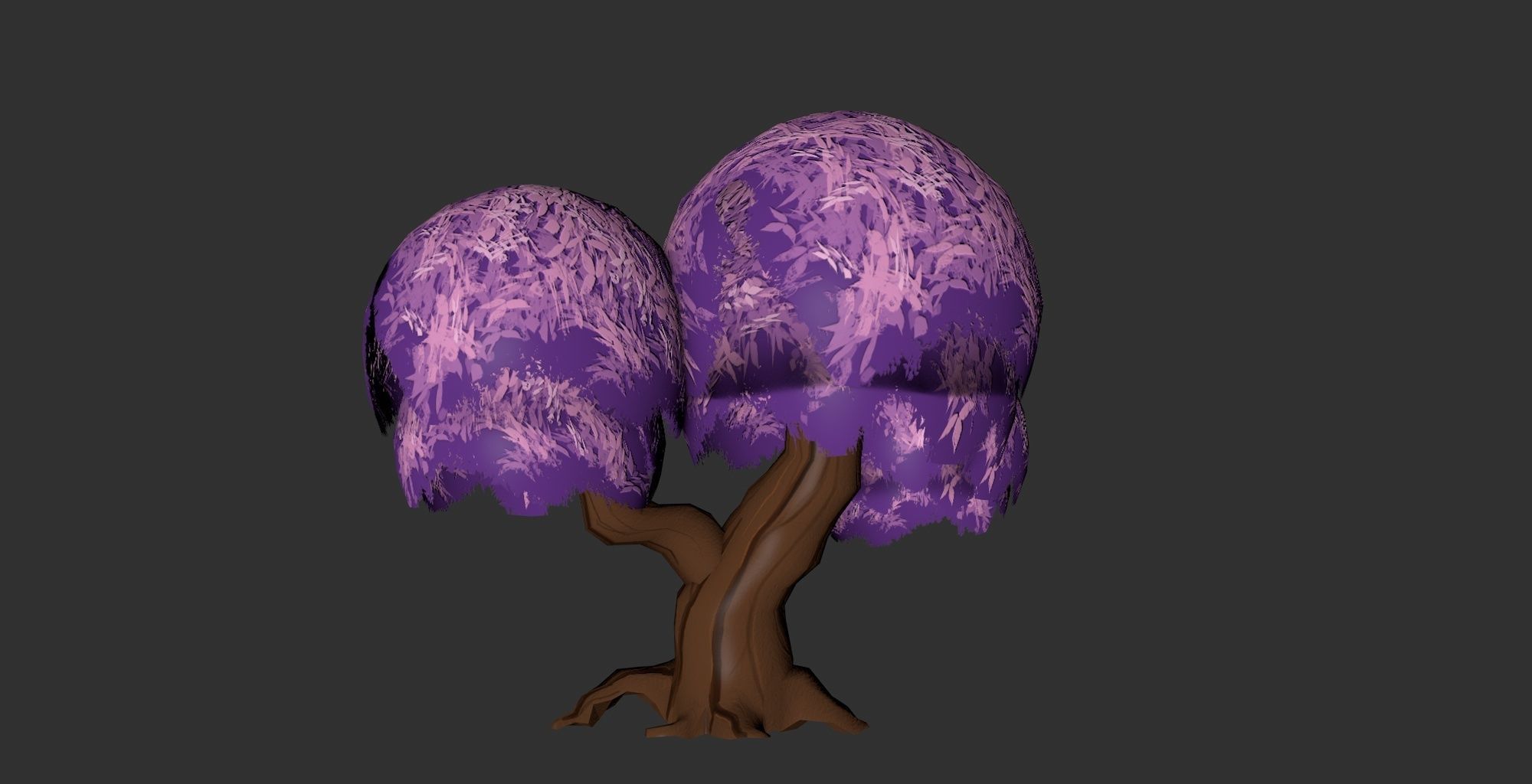 Stylized hand painted low poly old booming tree with hollow Low-poly 3D model_8