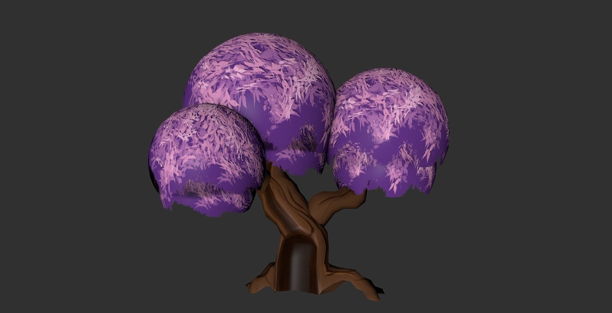 Stylized hand painted low poly old booming tree with hollow Low-poly 3D model_4