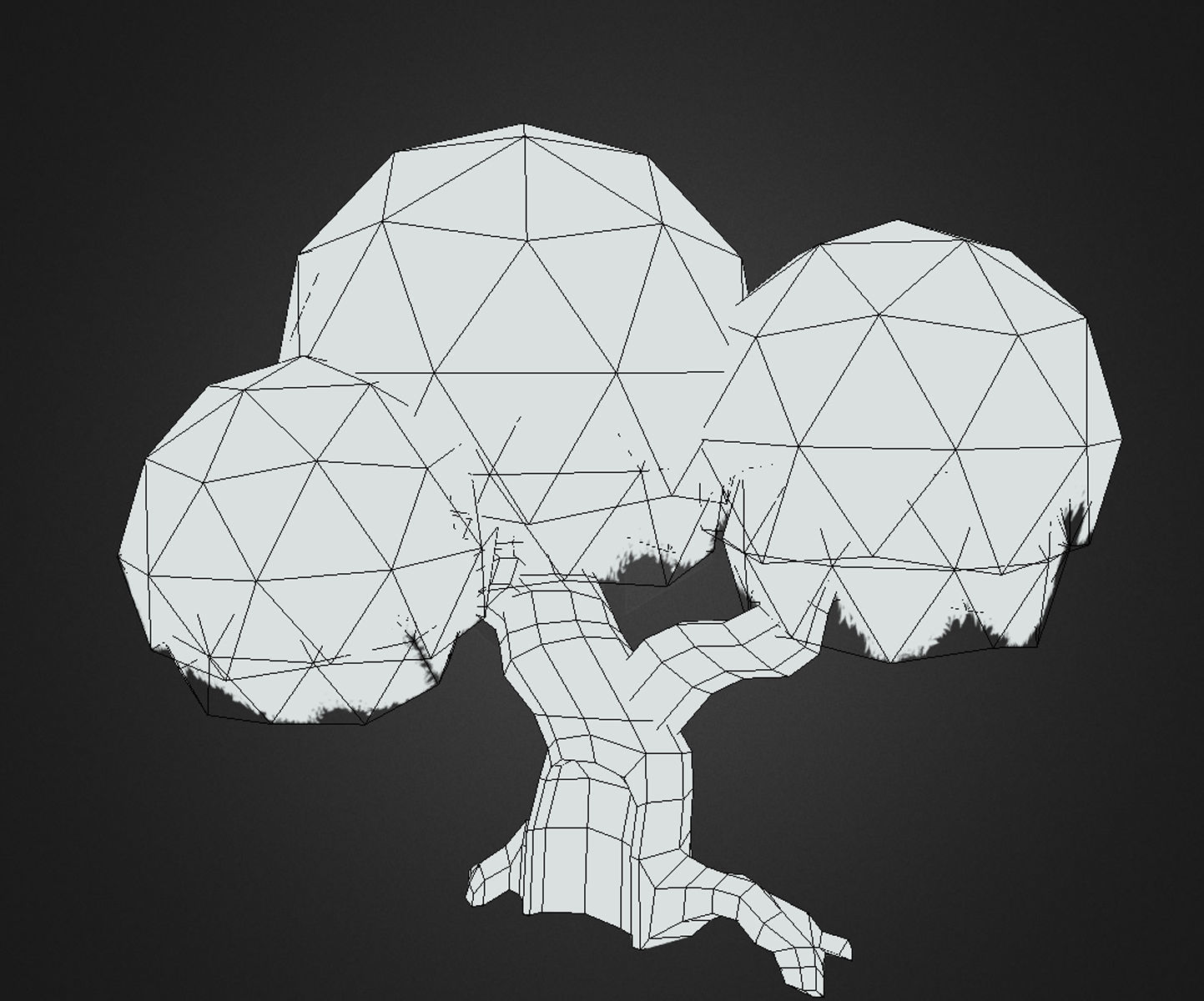 Stylized hand painted low poly old booming tree with hollow Low-poly 3D model_2