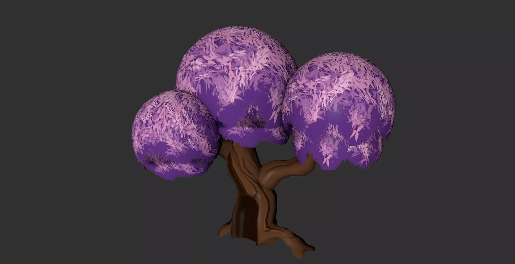 Stylized hand painted low poly old booming tree with hollow Low-poly 3D model_0