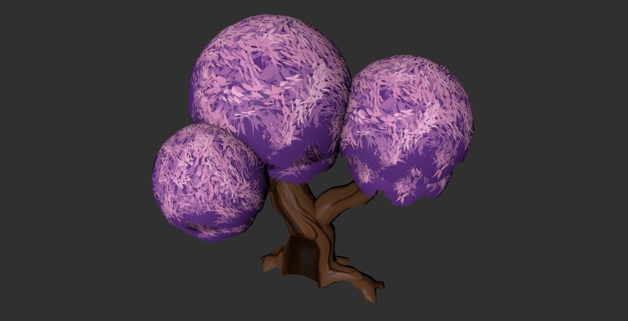 Stylized hand painted low poly old booming tree with hollow Low-poly 3D model_1