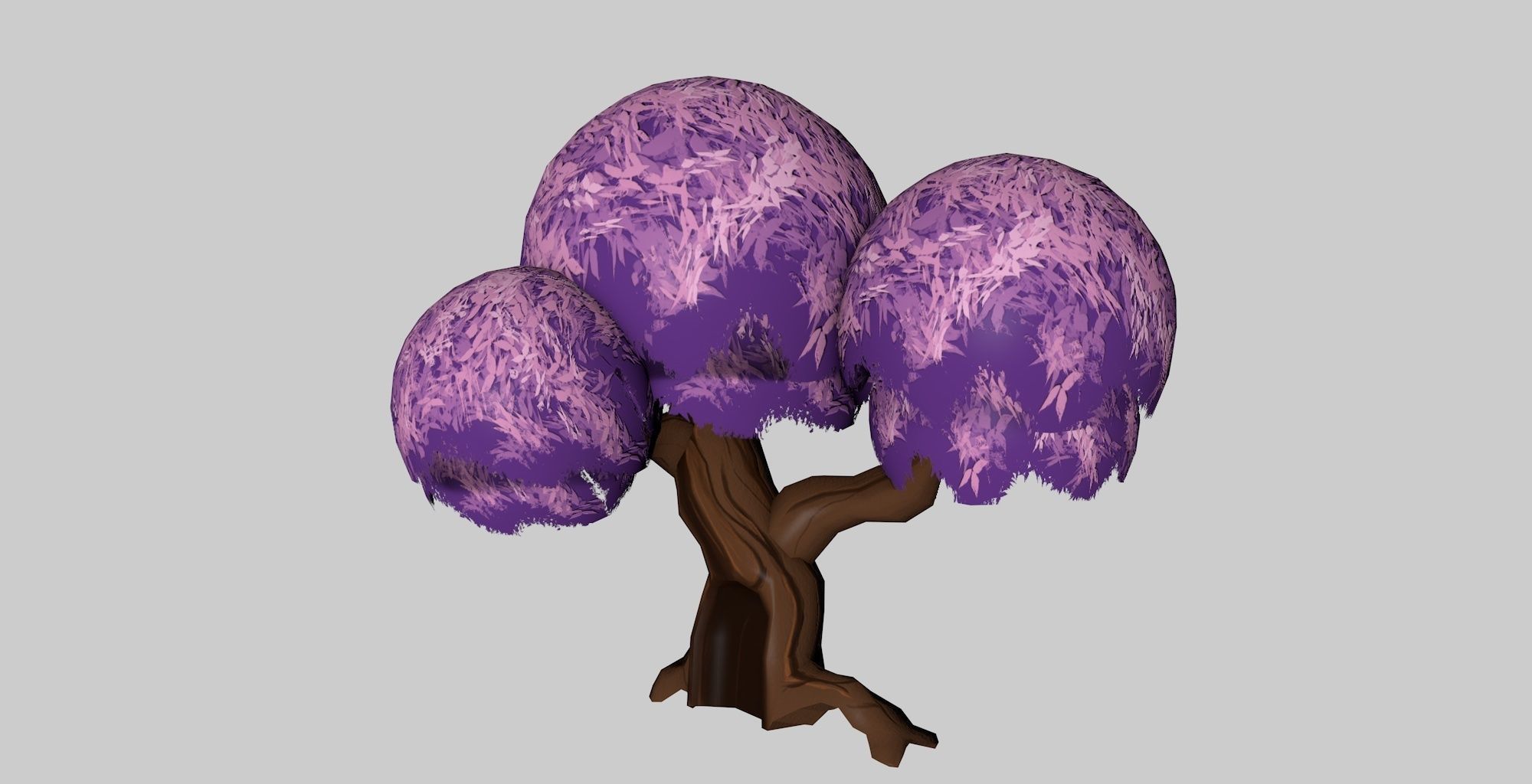 Stylized hand painted low poly old booming tree with hollow Low-poly 3D model_9