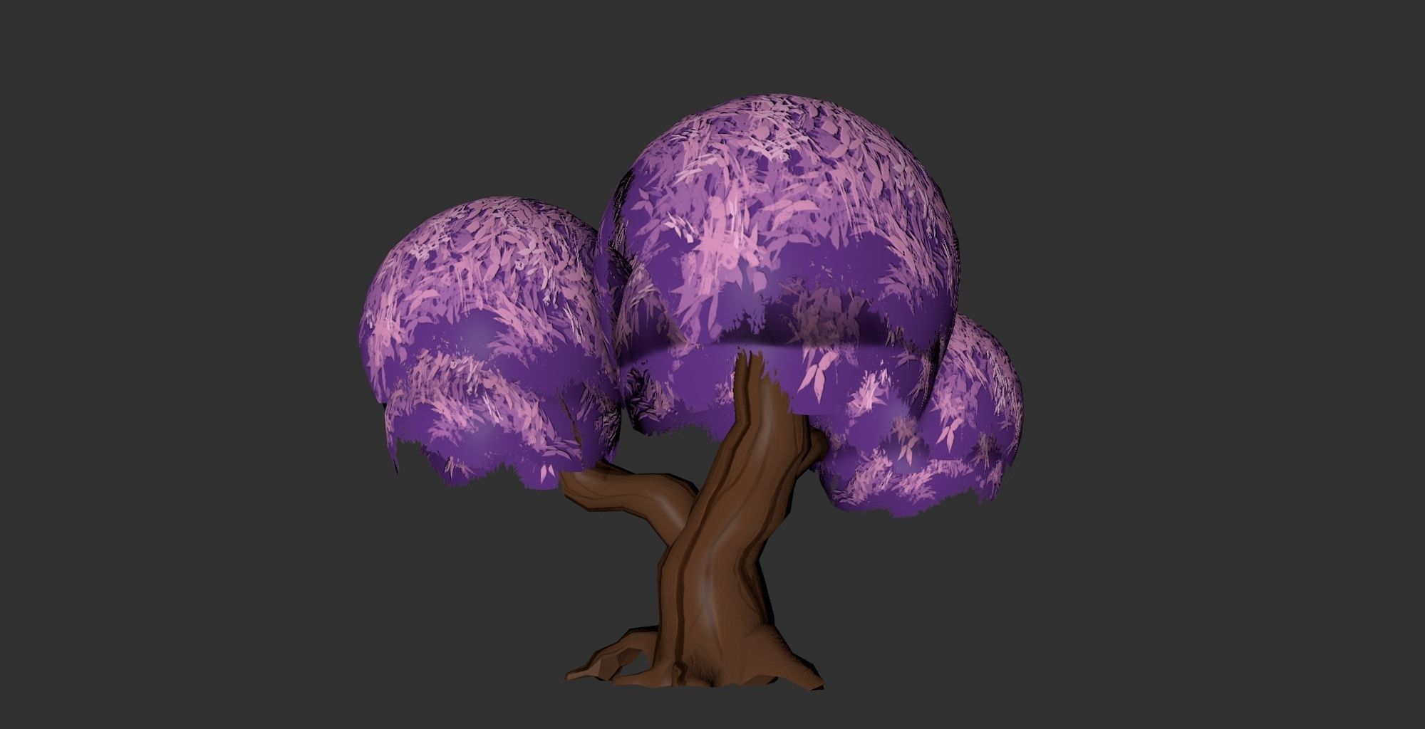 Stylized hand painted low poly old booming tree with hollow Low-poly 3D model_7