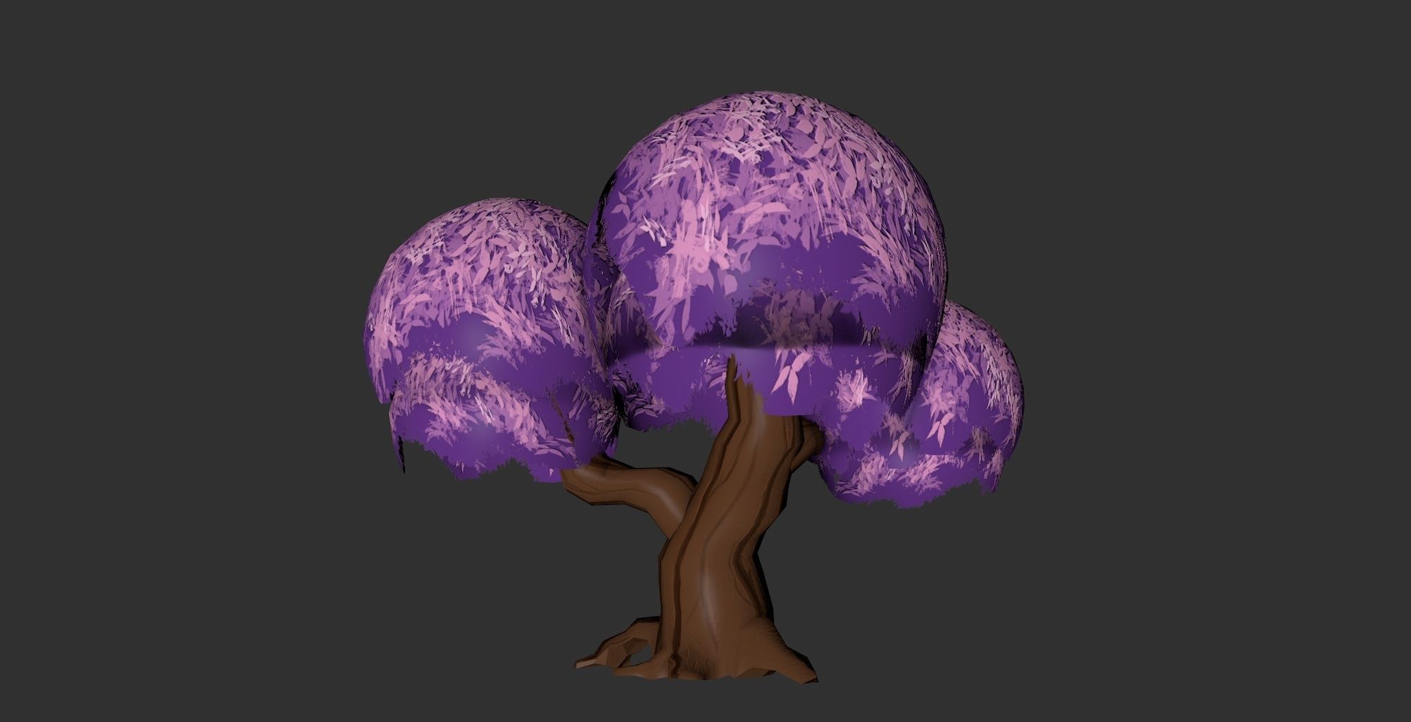 Stylized hand painted low poly old booming tree with hollow Low-poly 3D model_6