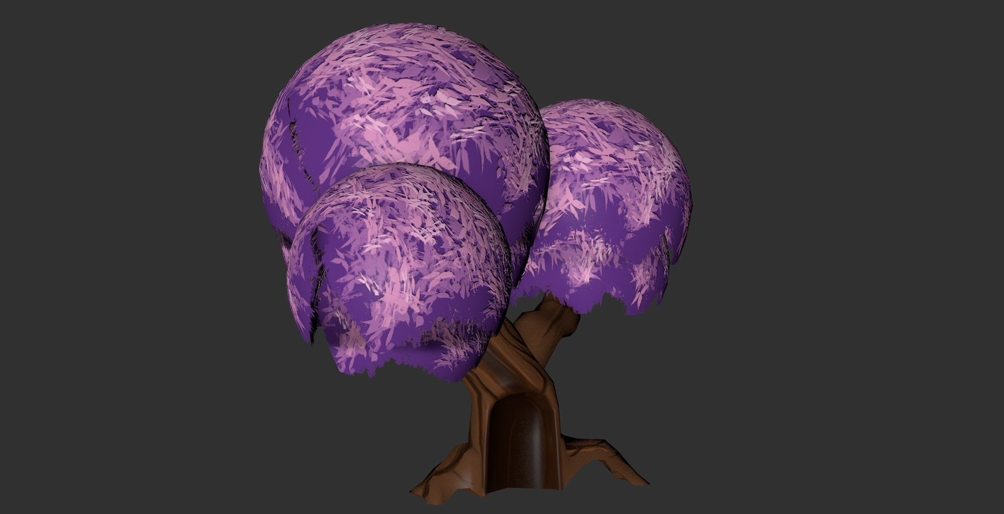 Stylized hand painted low poly old booming tree with hollow Low-poly 3D model_5