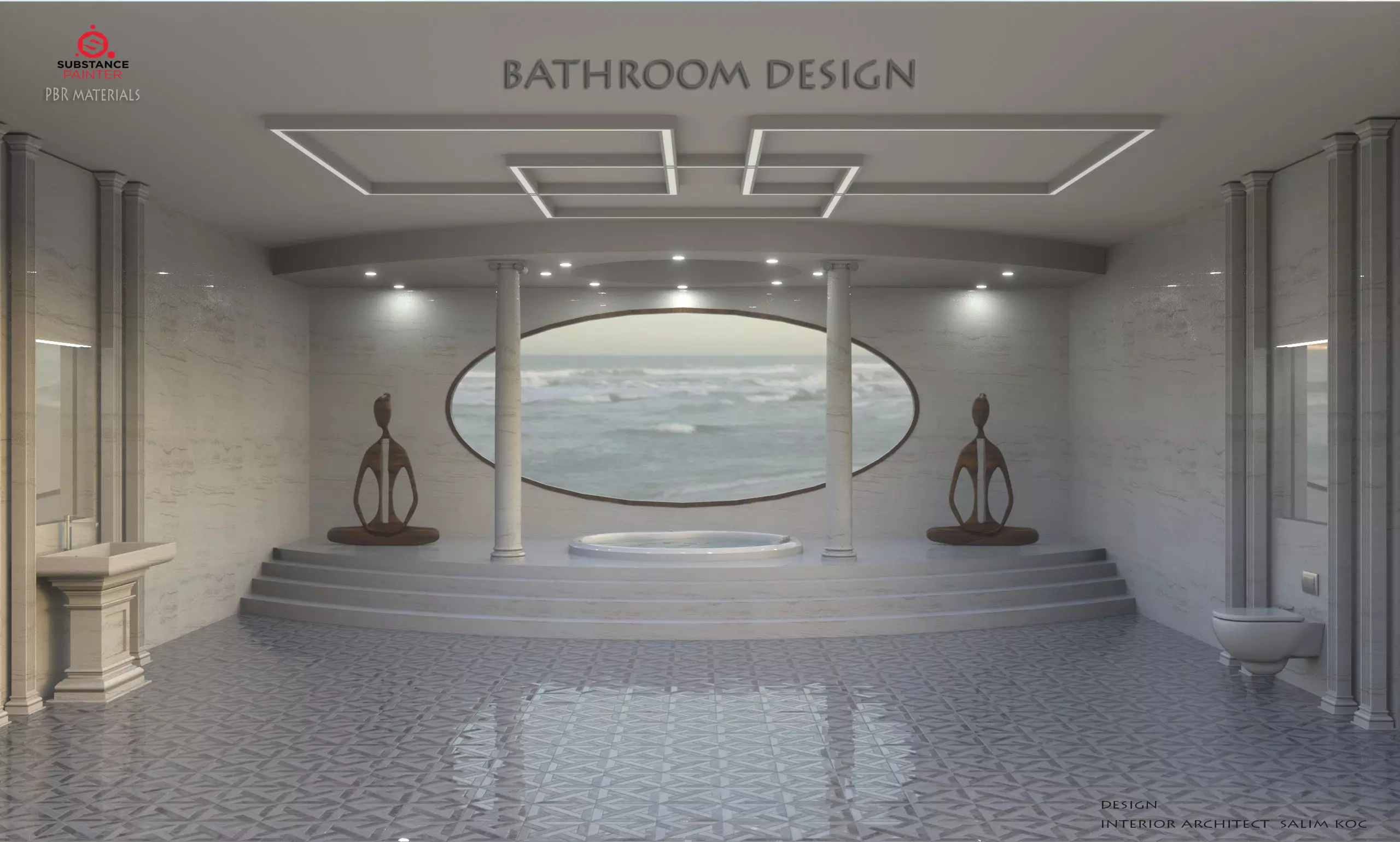 bathroom 3d model jacuzzi bathtub design 3D model_0