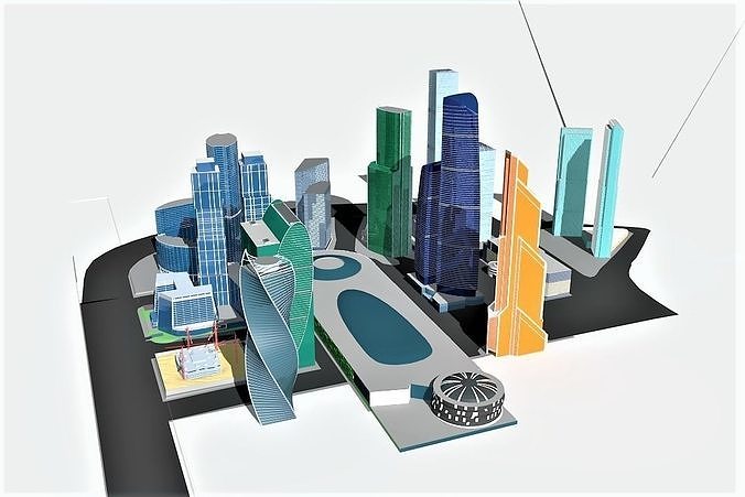 MoscowCity Low-poly 3D model