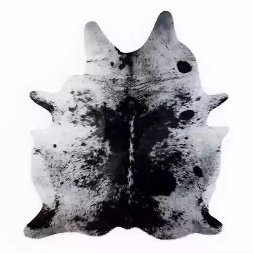 Leather Cowhide Rug With Black And White Spotted
