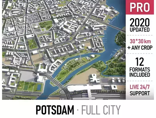 Potsdam - 3D City Model Low-poly 3D model