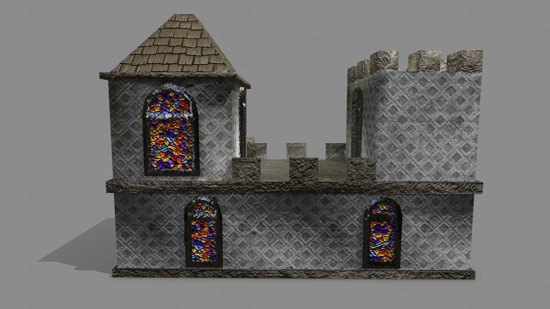 Castle stained glass house Low-poly 3D model_7