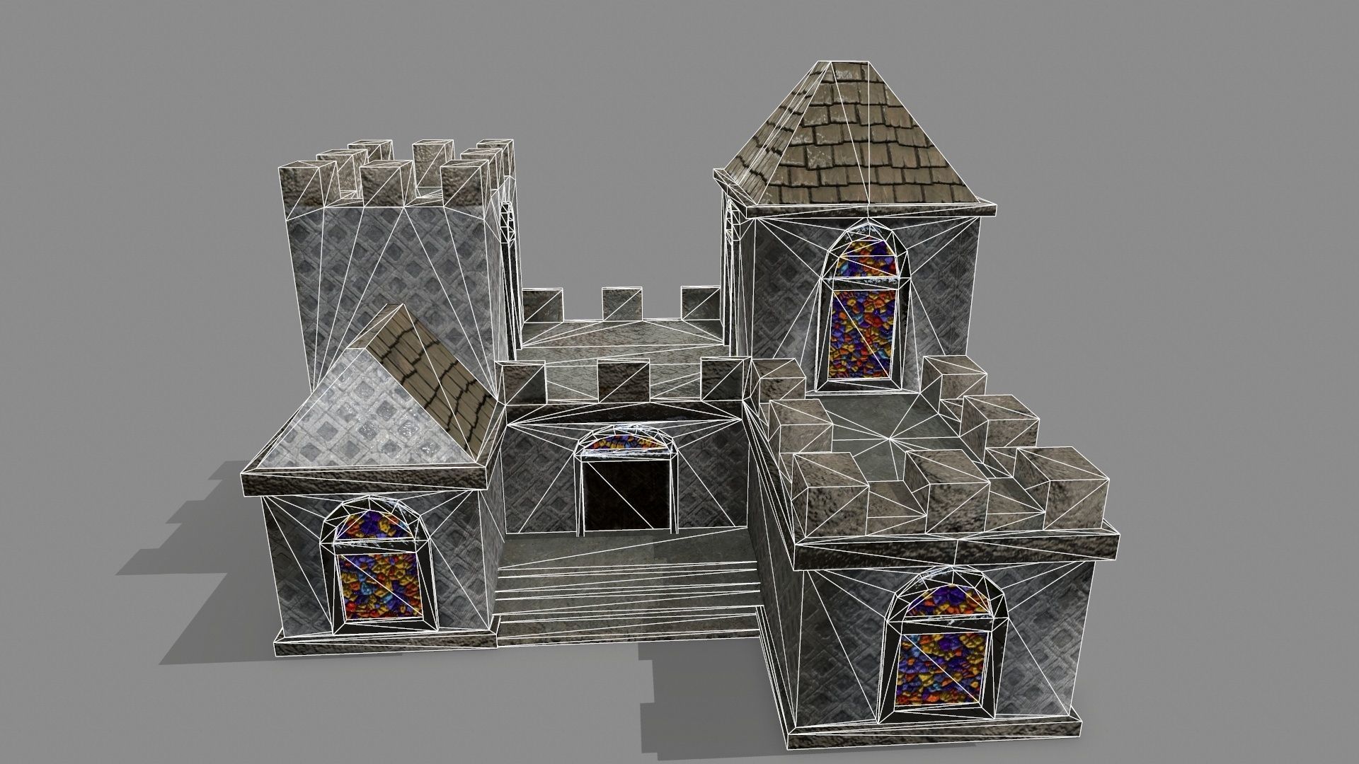 Castle stained glass house Low-poly 3D model_15