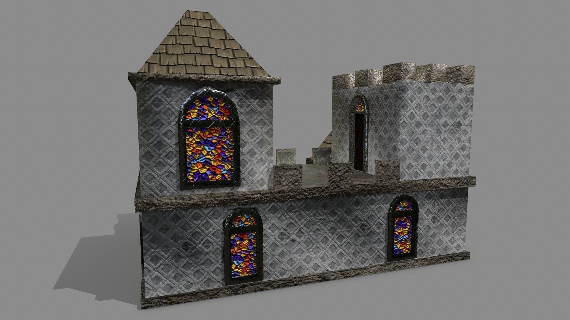 Castle stained glass house Low-poly 3D model_8