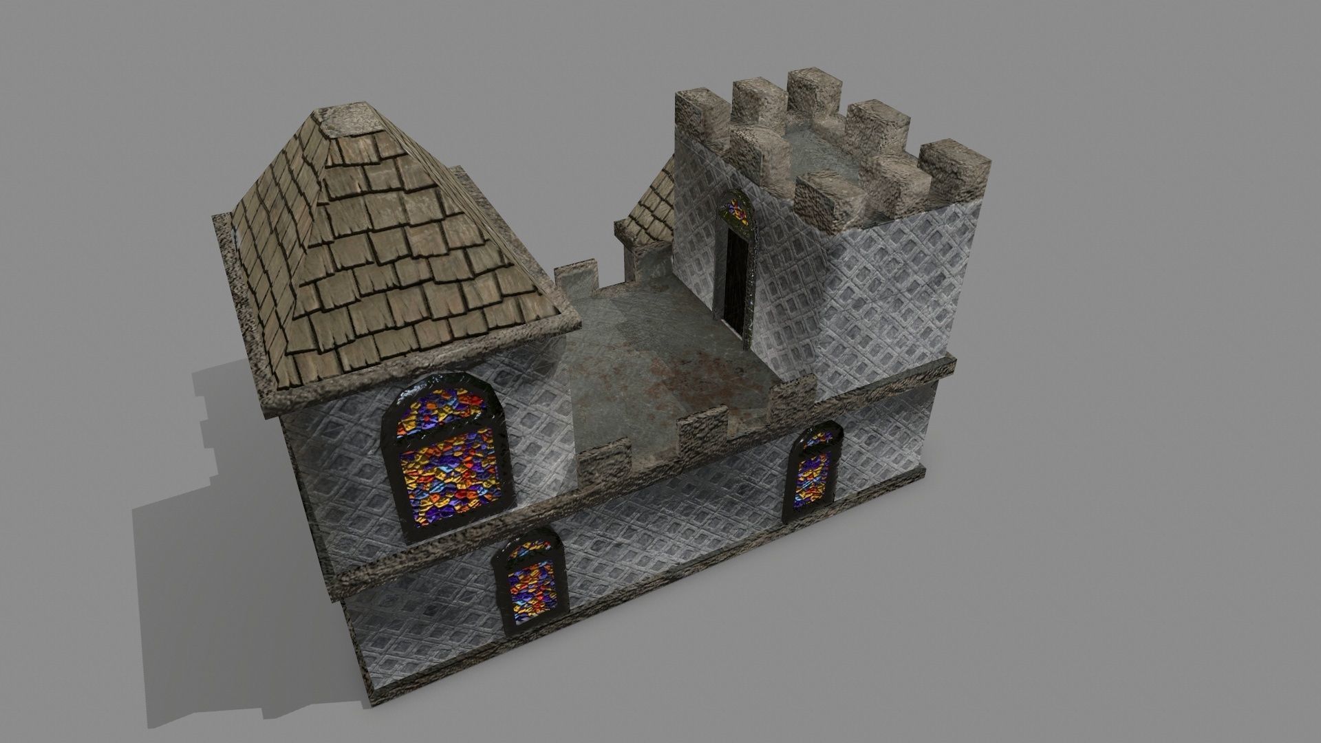Castle stained glass house Low-poly 3D model_14