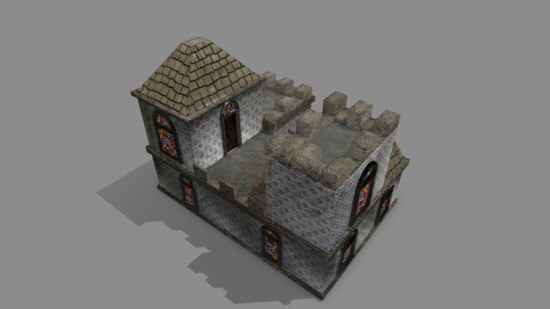 Castle stained glass house Low-poly 3D model_13