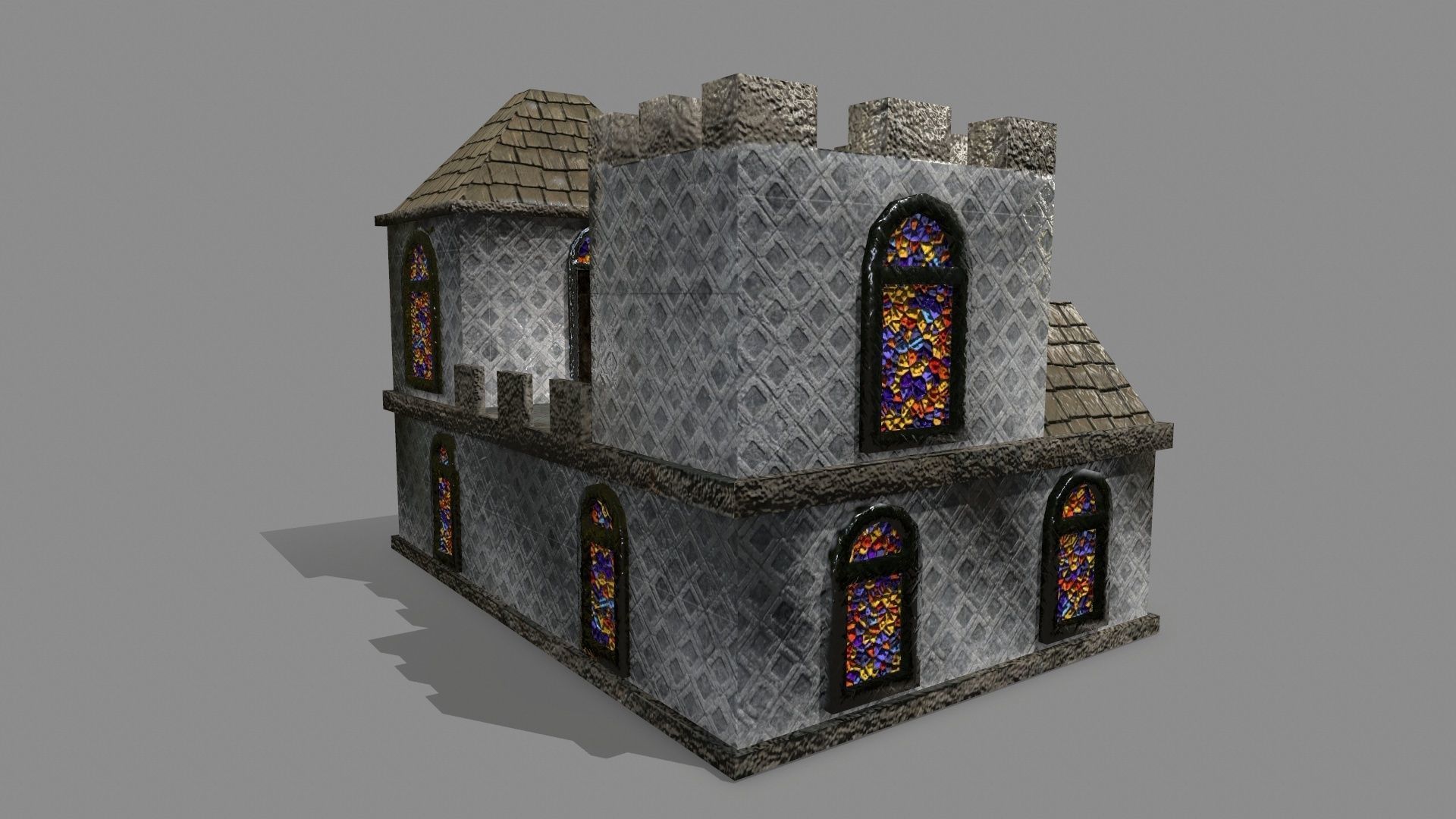 Castle stained glass house Low-poly 3D model_6