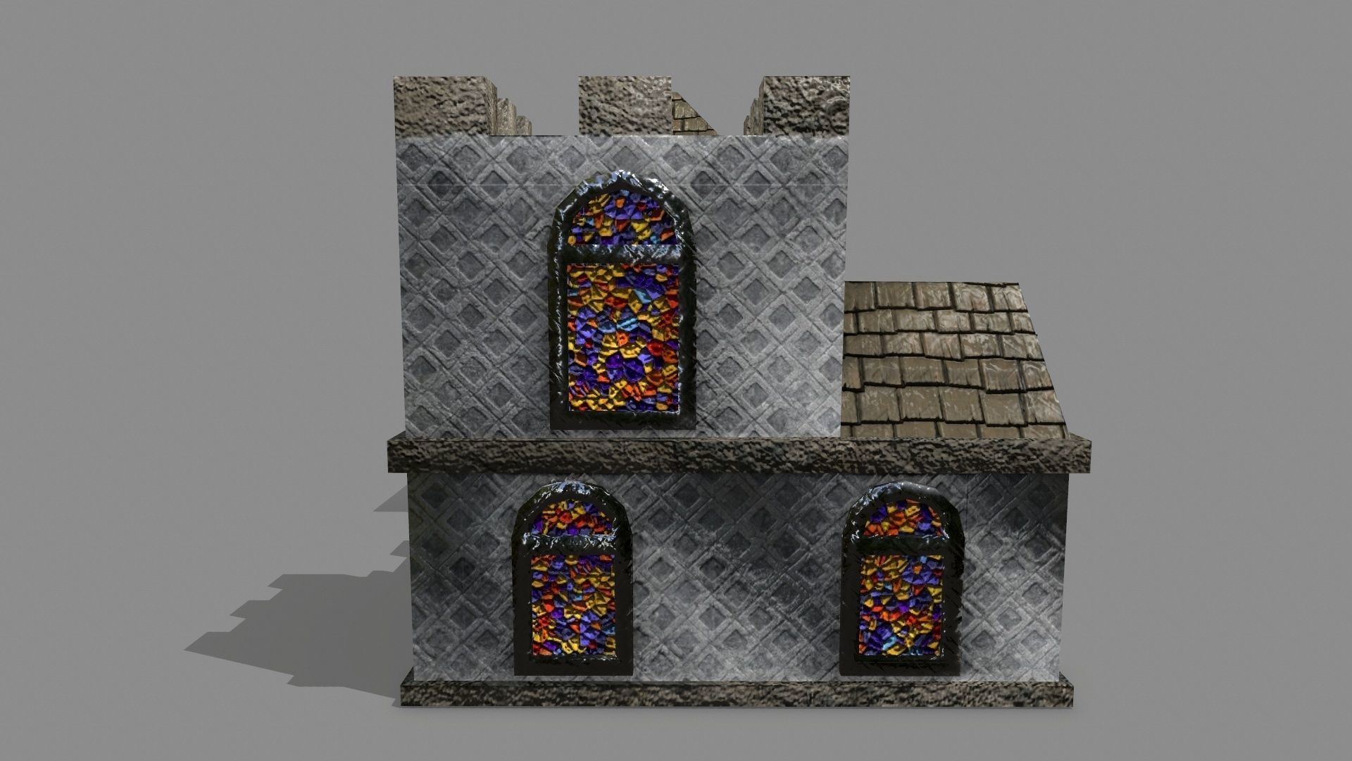 Castle stained glass house Low-poly 3D model_5