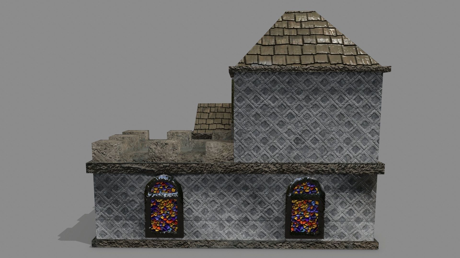Castle stained glass house Low-poly 3D model_10