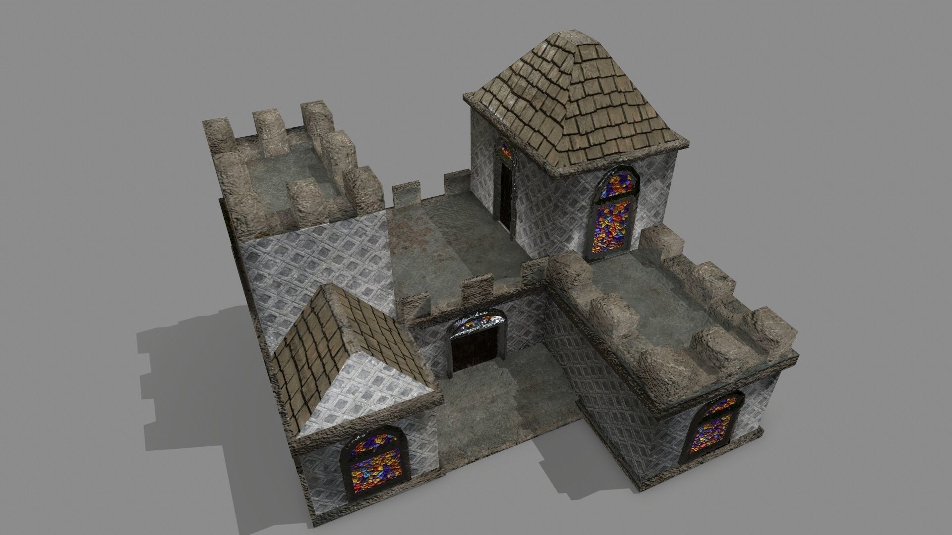 Castle stained glass house Low-poly 3D model_12