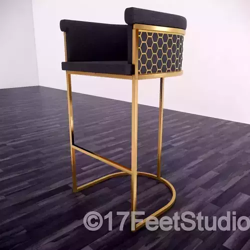 Alveare Bar Stool Brass - Smoke Low-poly 3D model