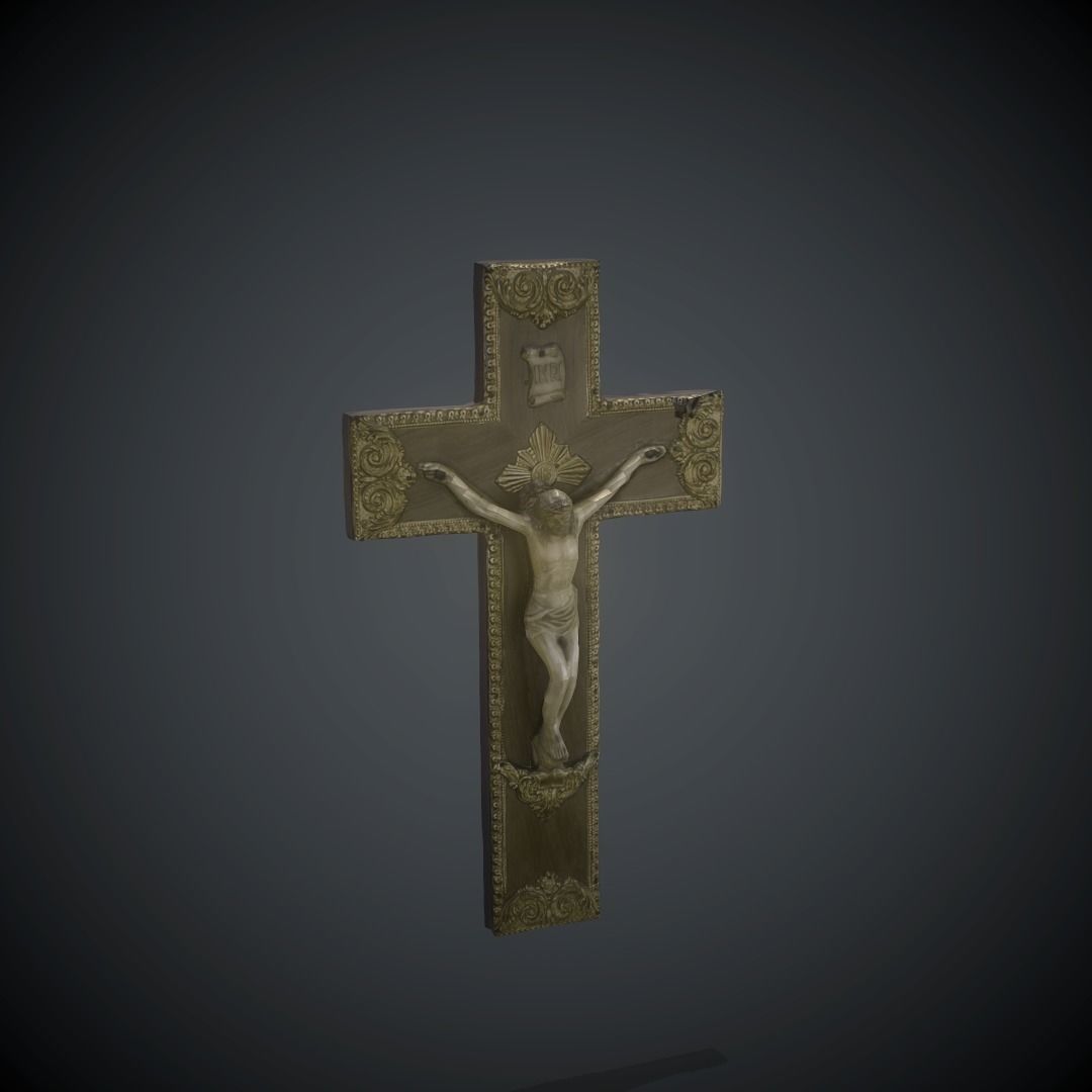 Crucifix Lowpoly Textured Low-poly 3D model_4