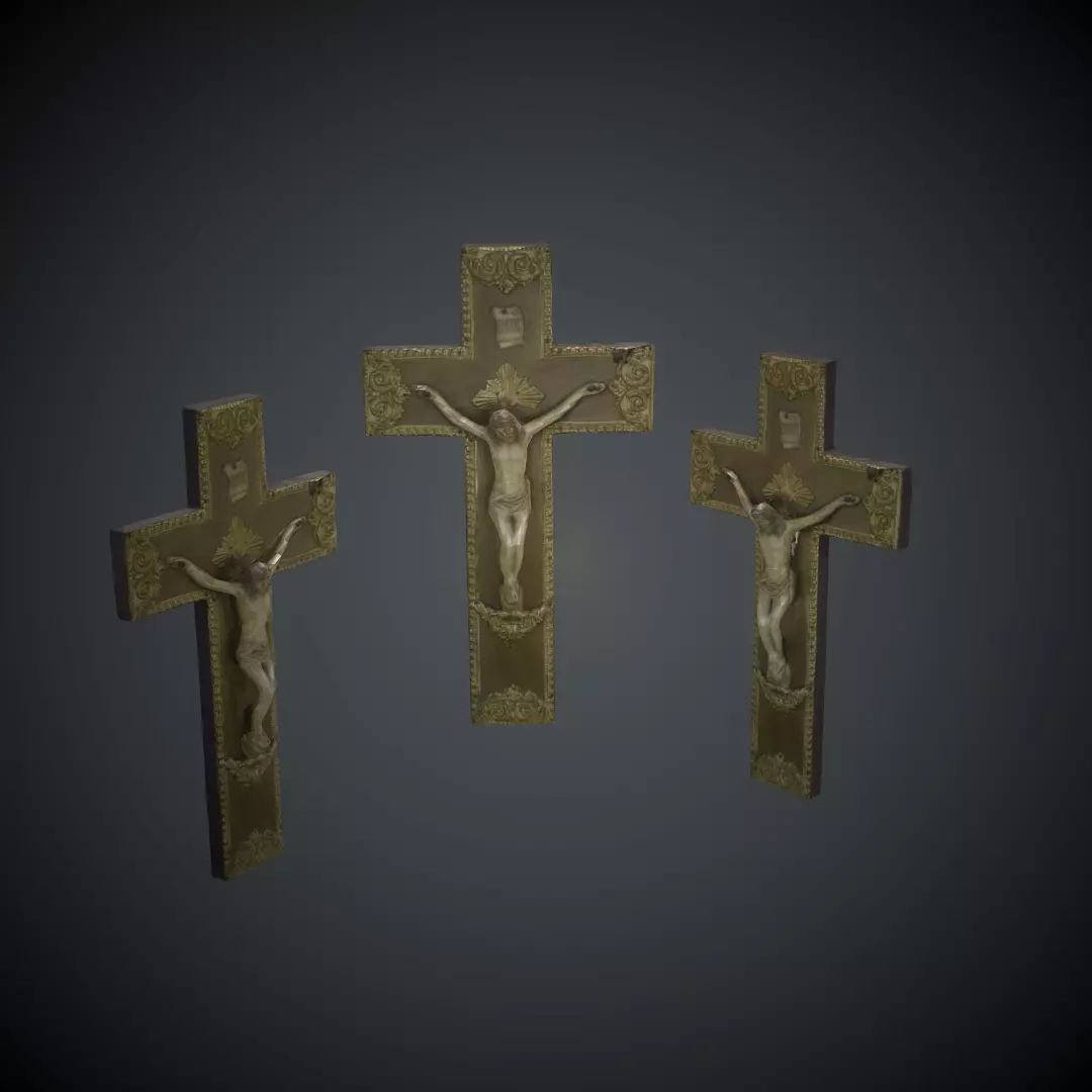 Crucifix Lowpoly Textured Low-poly 3D model_0