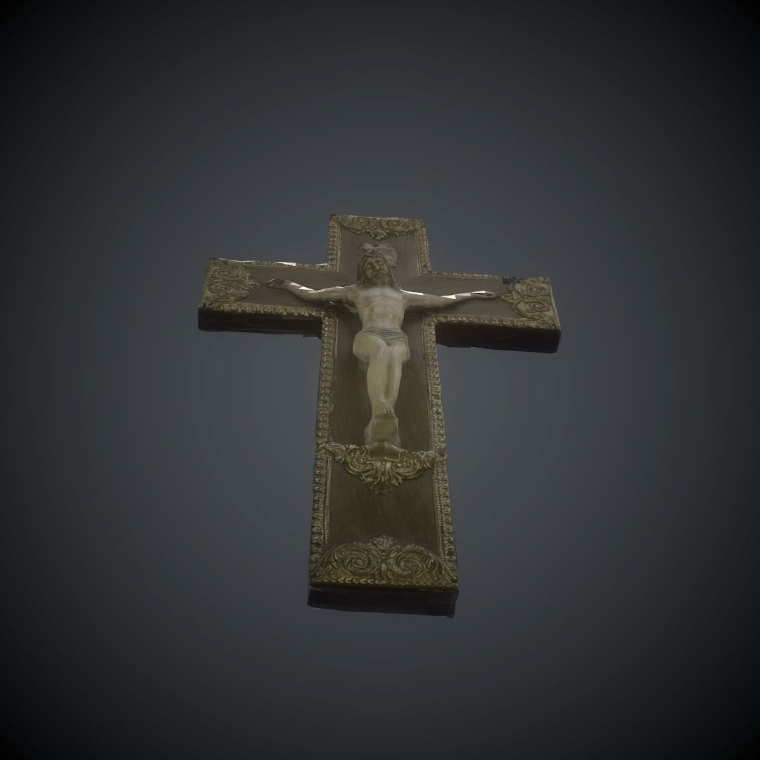Crucifix Lowpoly Textured Low-poly 3D model_11