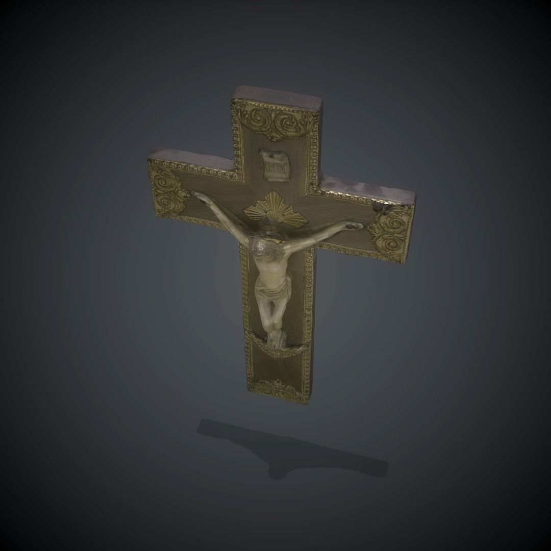 Crucifix Lowpoly Textured Low-poly 3D model_7