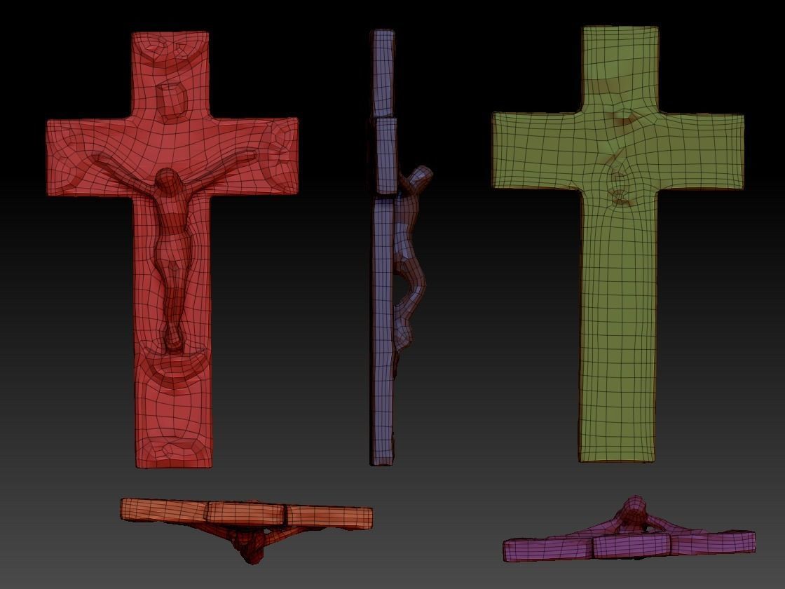 Crucifix Lowpoly Textured Low-poly 3D model_2