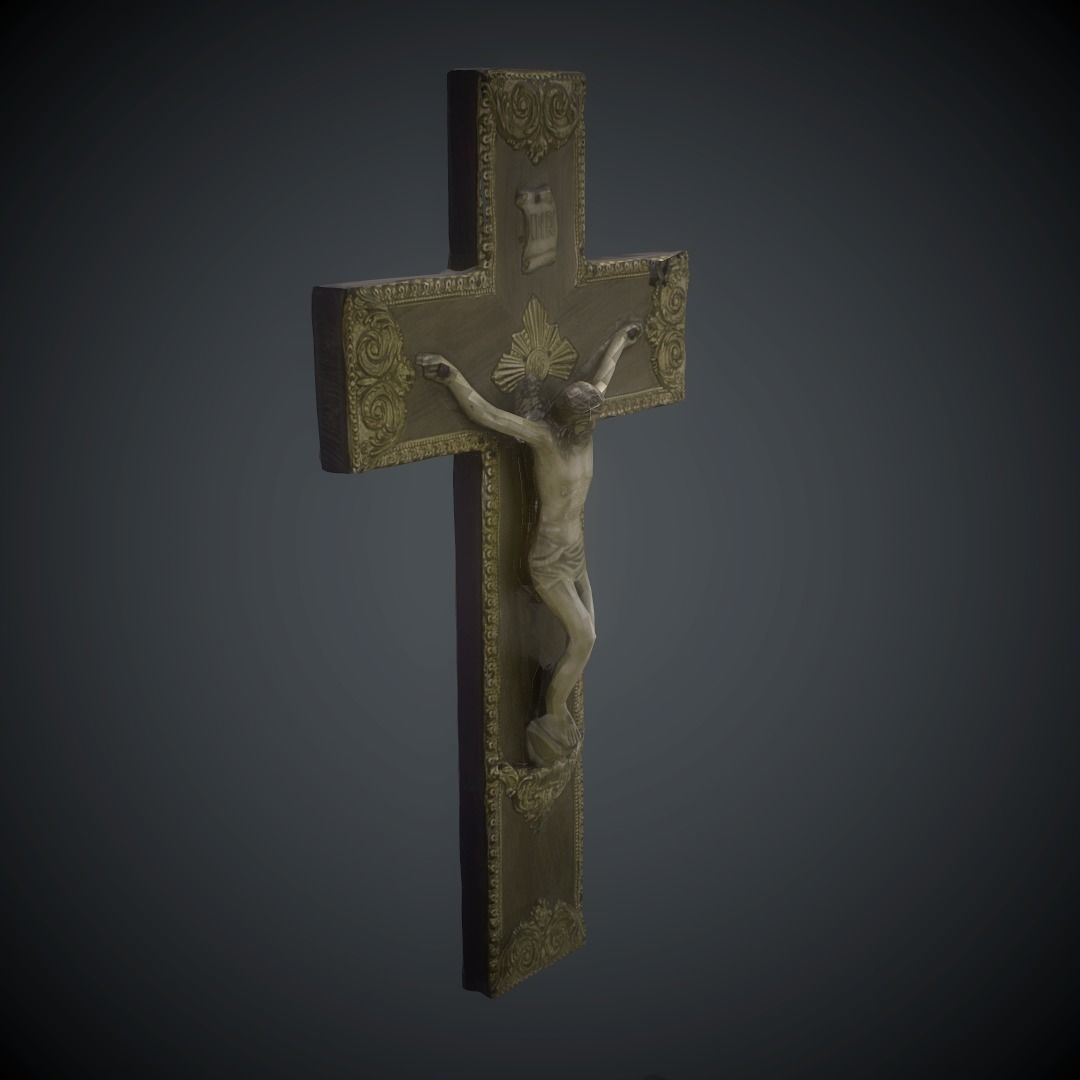 Crucifix Lowpoly Textured Low-poly 3D model_5
