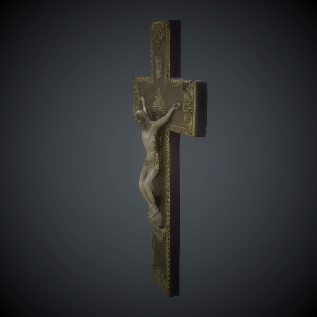 Crucifix Lowpoly Textured Low-poly 3D model_10