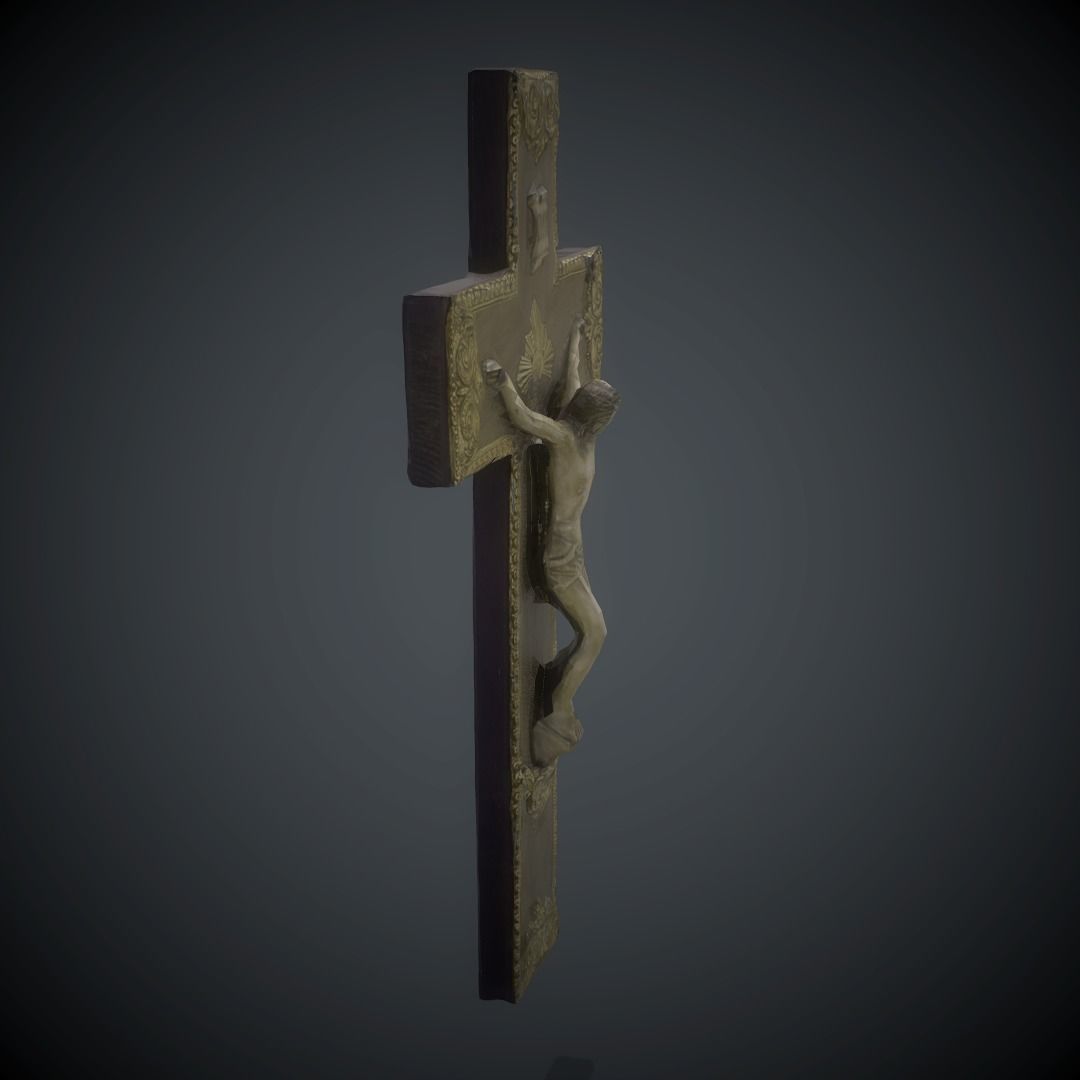 Crucifix Lowpoly Textured Low-poly 3D model_13