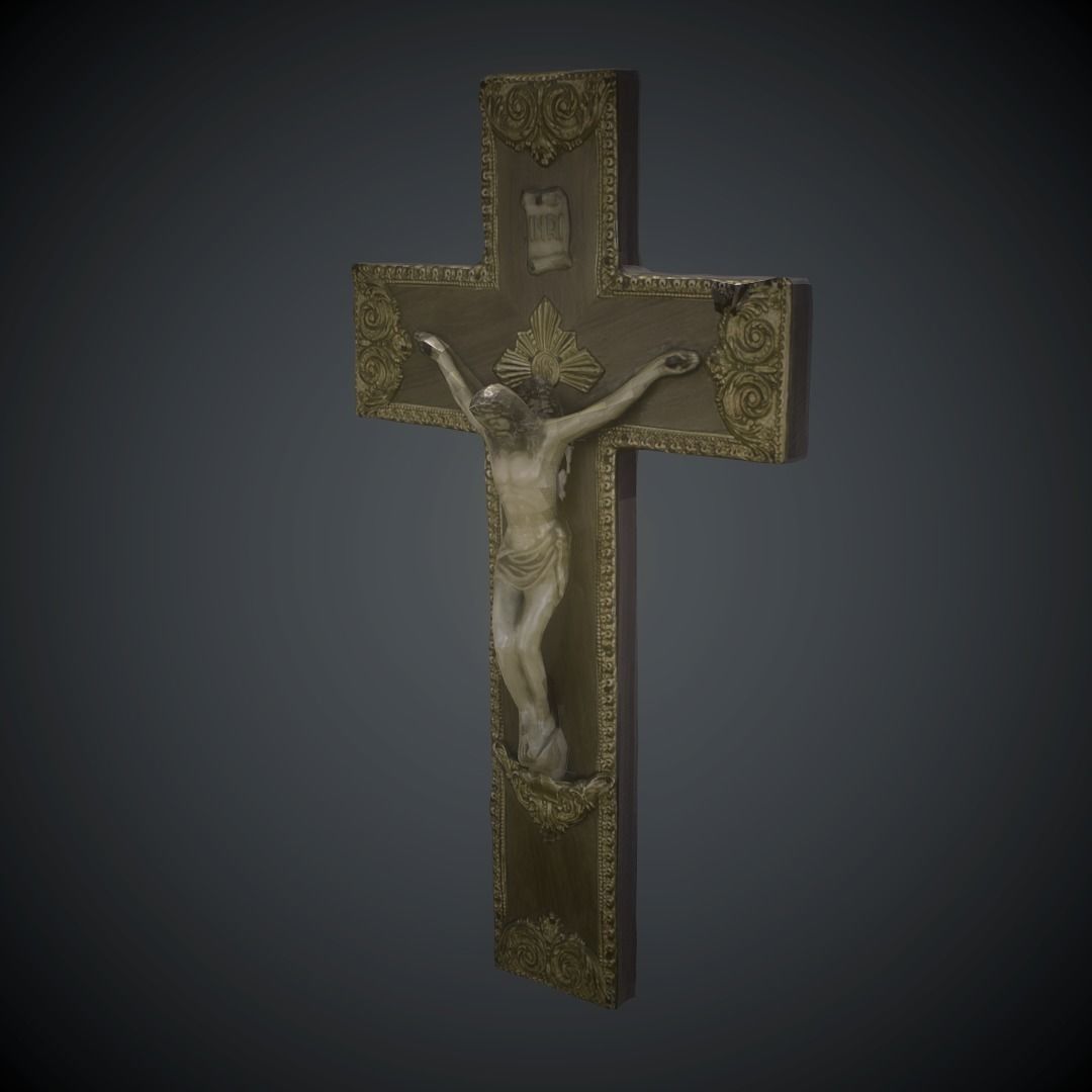 Crucifix Lowpoly Textured Low-poly 3D model_6