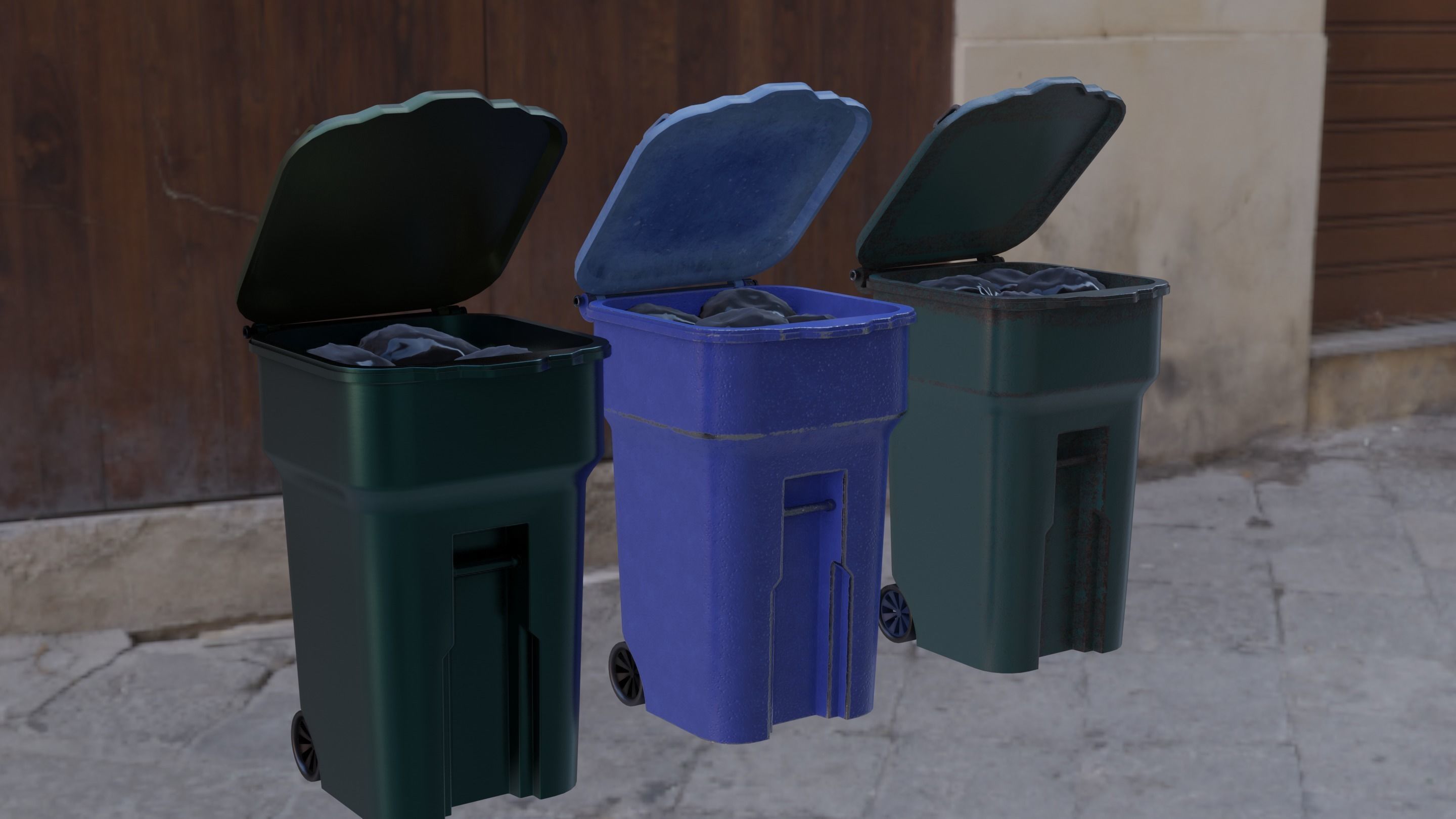 trash dumpster Low-poly 3D model_14