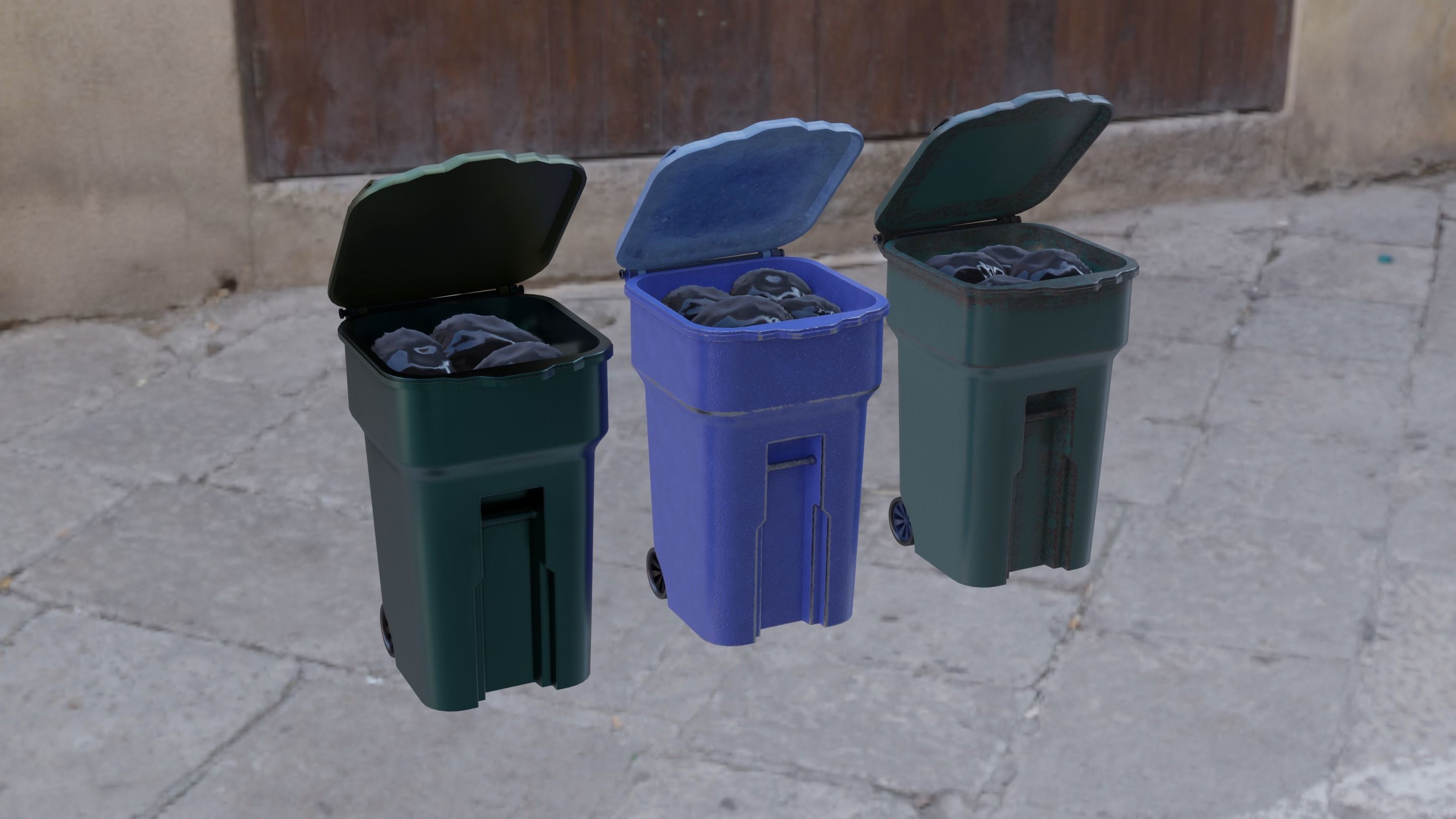 trash dumpster Low-poly 3D model_1