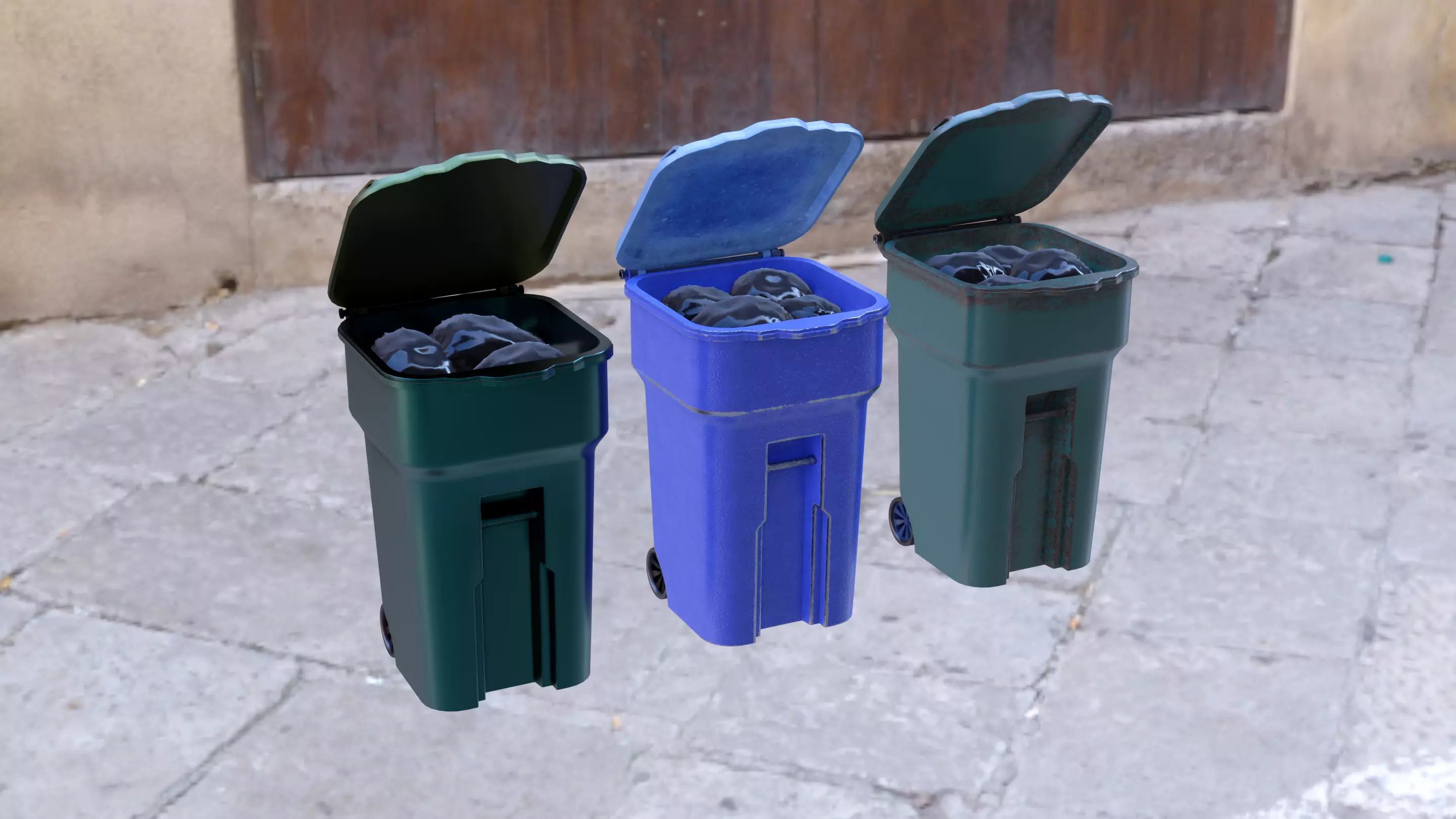 trash dumpster Low-poly 3D model_0