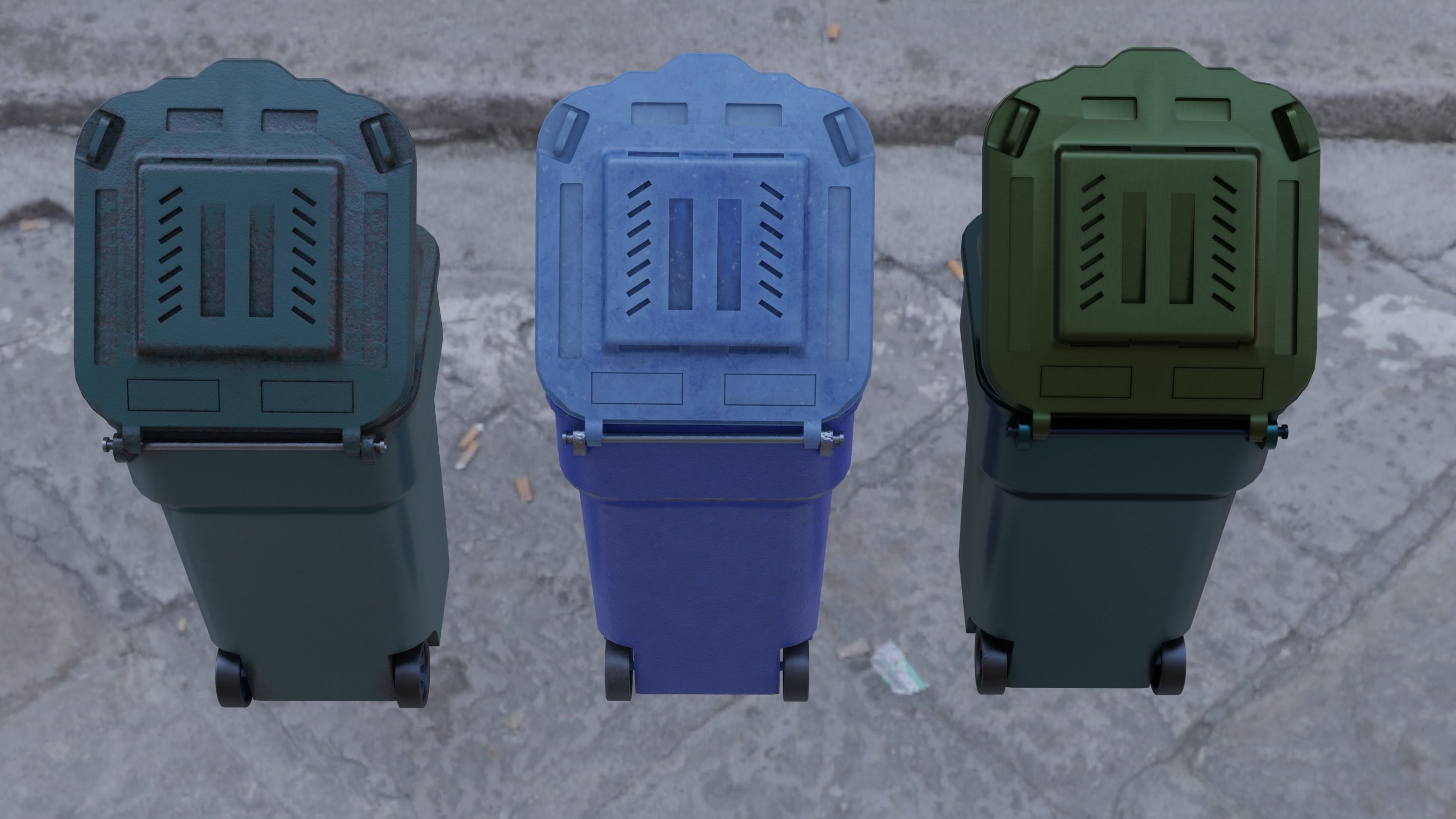 trash dumpster Low-poly 3D model_4