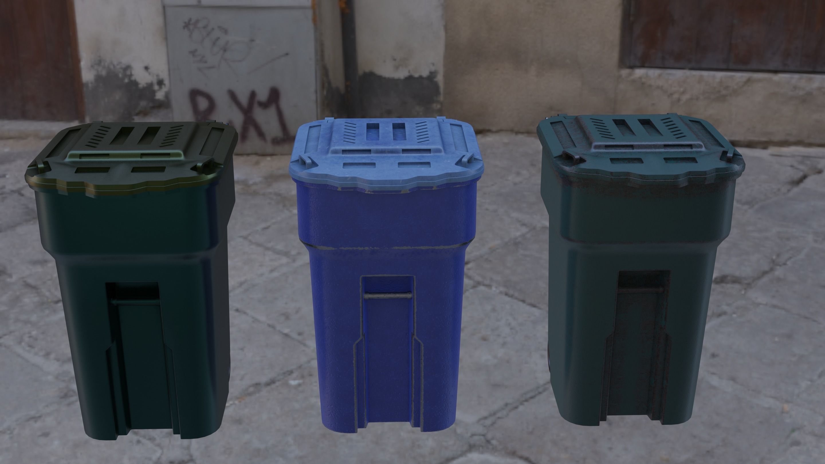 trash dumpster Low-poly 3D model_3