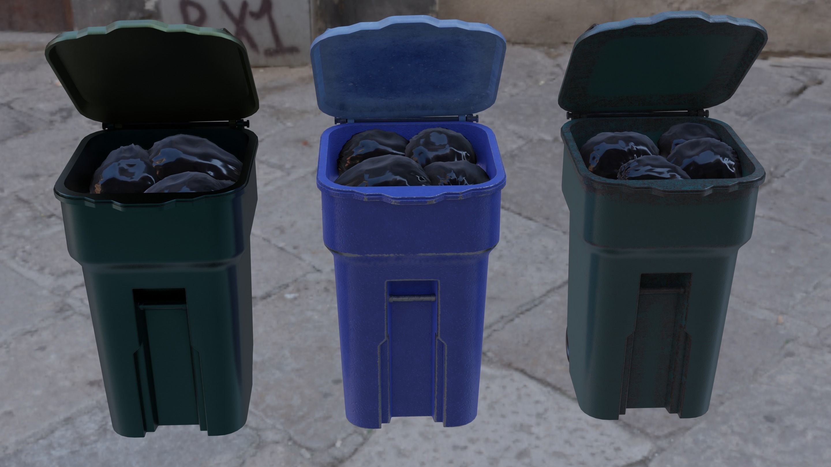 trash dumpster Low-poly 3D model_2