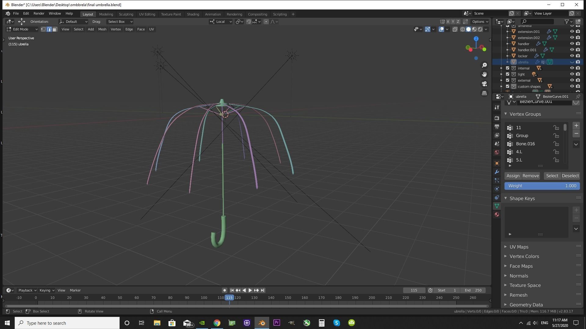 Advanced umbrella rigged for blender  Low-poly 3D model_7