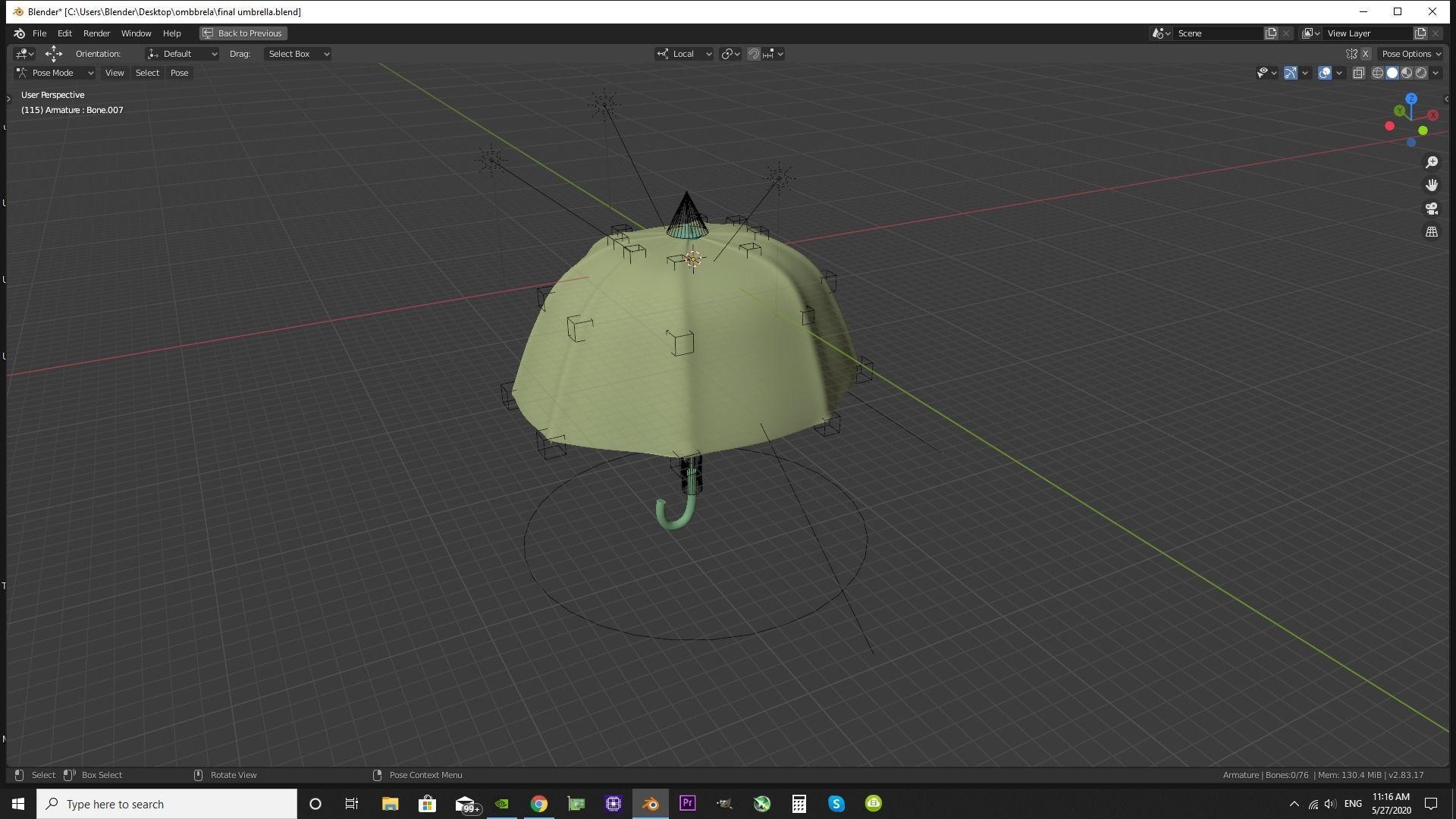 Advanced umbrella rigged for blender  Low-poly 3D model_4