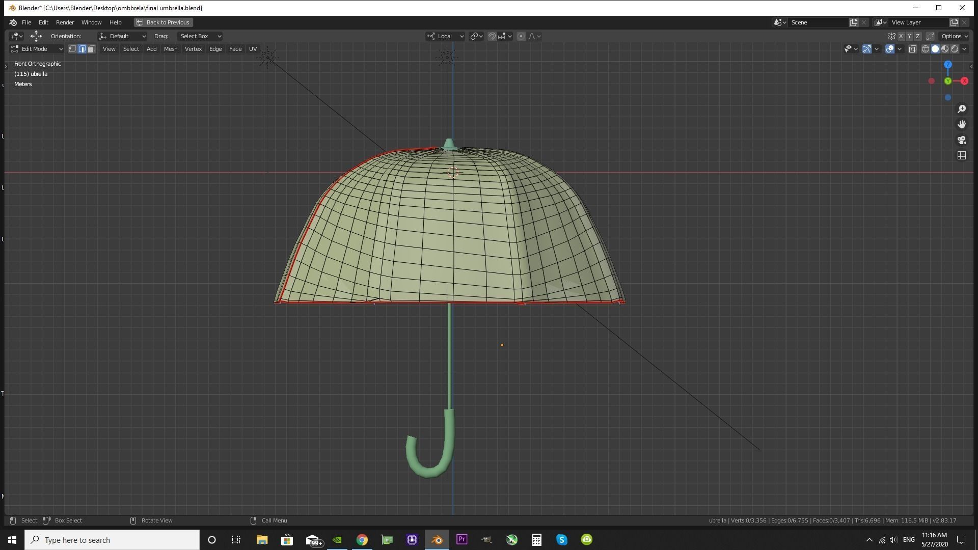 Advanced umbrella rigged for blender  Low-poly 3D model_6