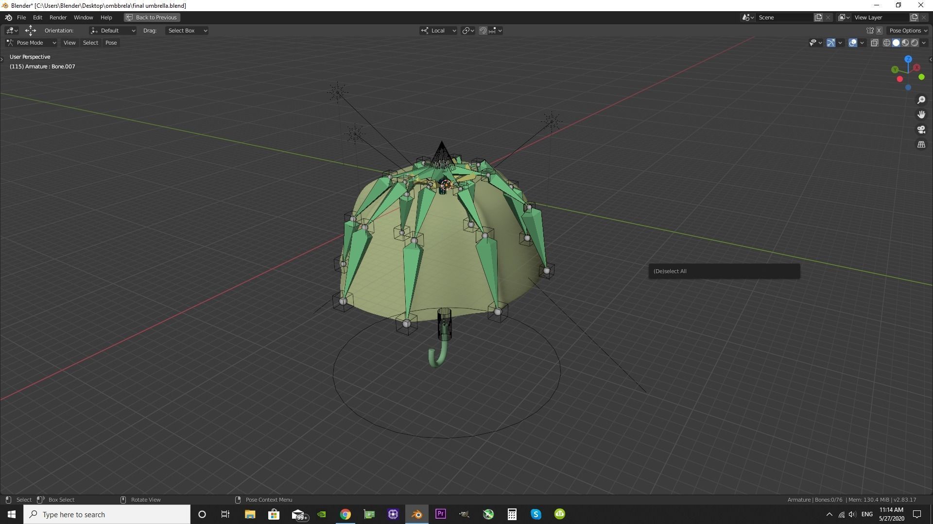 Advanced umbrella rigged for blender  Low-poly 3D model_3