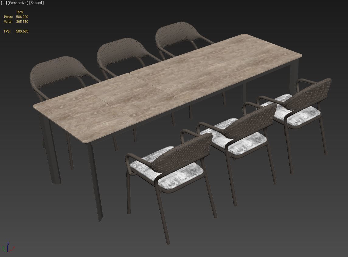 Varaschin Noss chair System table set 3D model_1